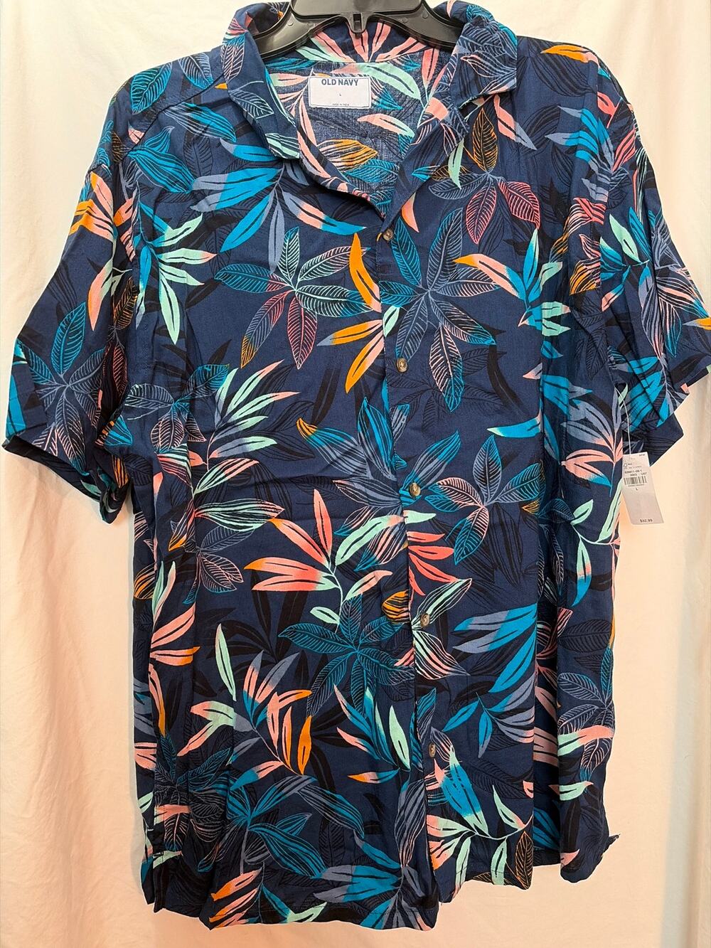 NWT Large Old Navy Men's Hawaiian Button Up Dress Shirt